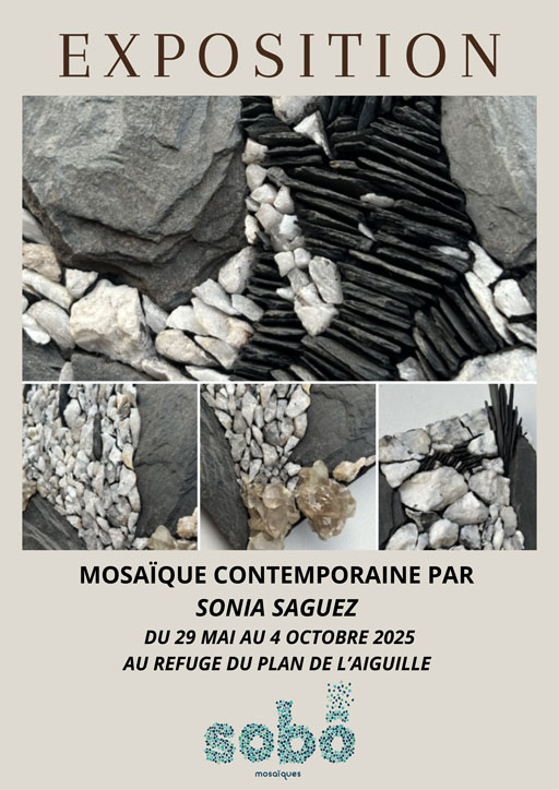 Mosaïque contemporaine par Sonia Saguez - du 29 mai au 4 octobre 2025 au Refuge du Plan de l’Aiguille